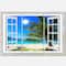 Designart - Window Open to Beach with Palm - Extra Large Seashore Canvas Art